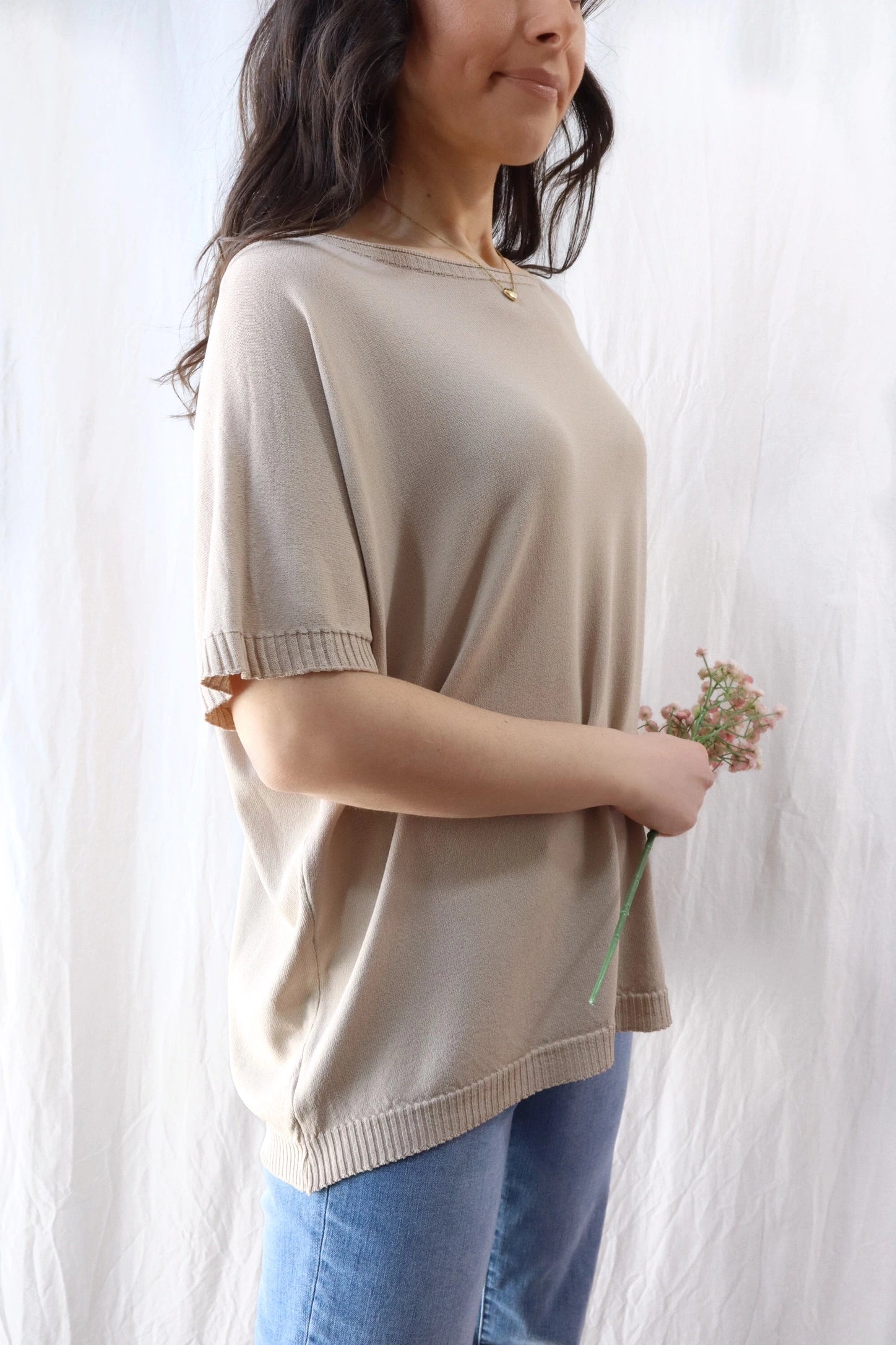Short Sleeve Sweater in Viscose Blend | Beige – Viale delle Viole