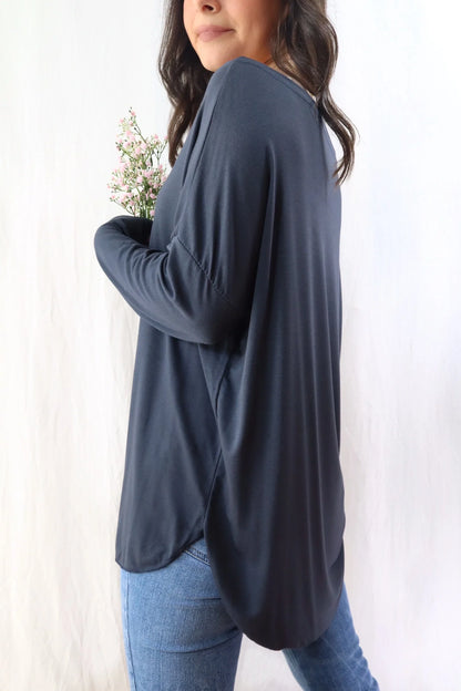 Wide Boat Neck Top | Blue