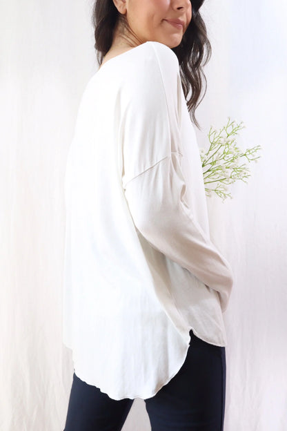 Wide Boat Neck Top | White