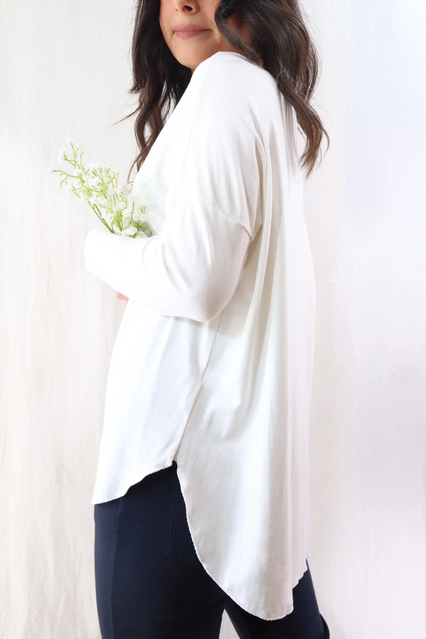 Wide Boat Neck Top | White