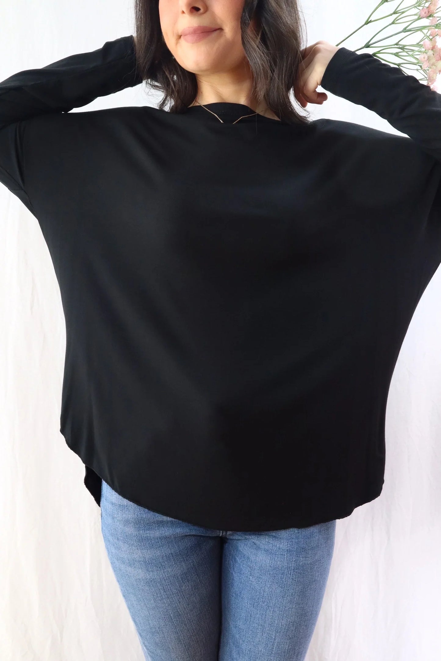 Wide Boat Neck Top | Black