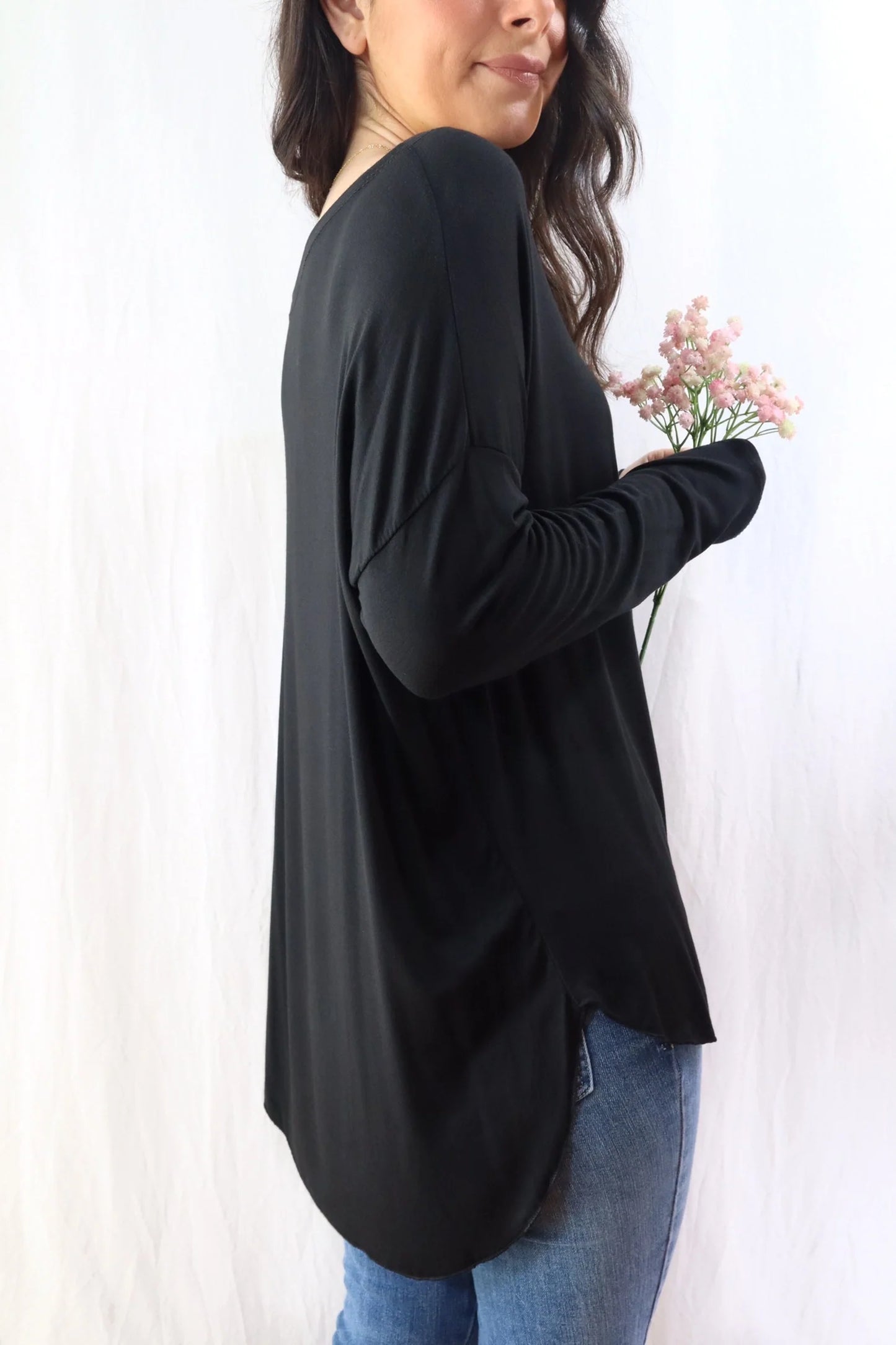 Wide Boat Neck Top | Black