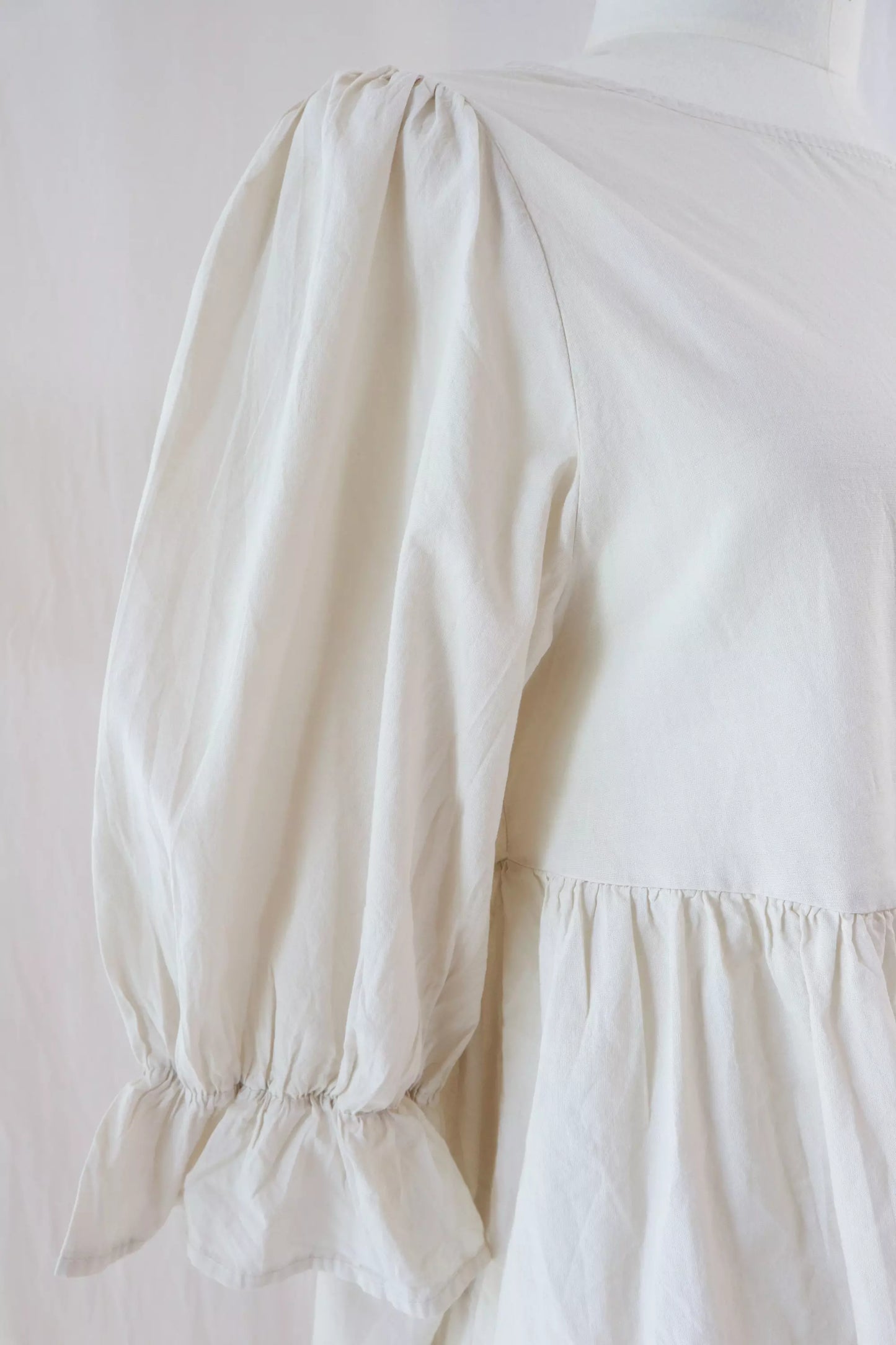 Pure Cotton Blouse with Flounces | Beige