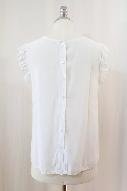 Blouse with Flutter Sleeves and Buttons