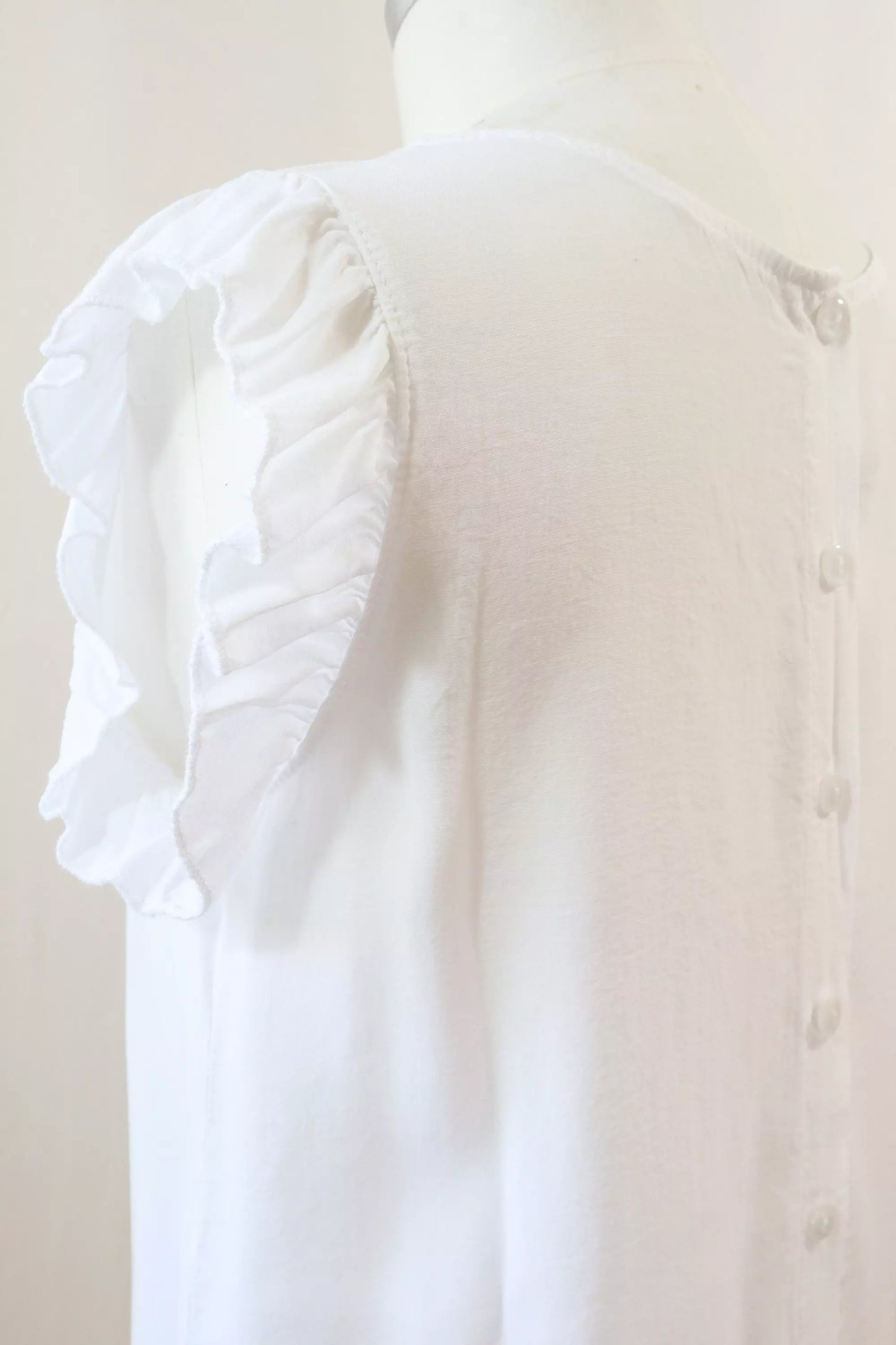 Blouse with Flutter Sleeves and Buttons