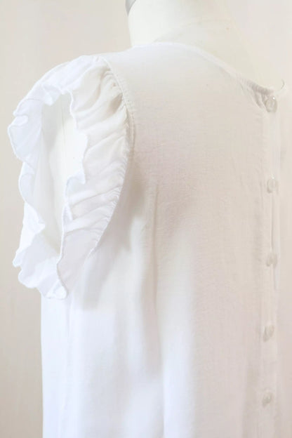 Blouse with Flutter Sleeves and Buttons