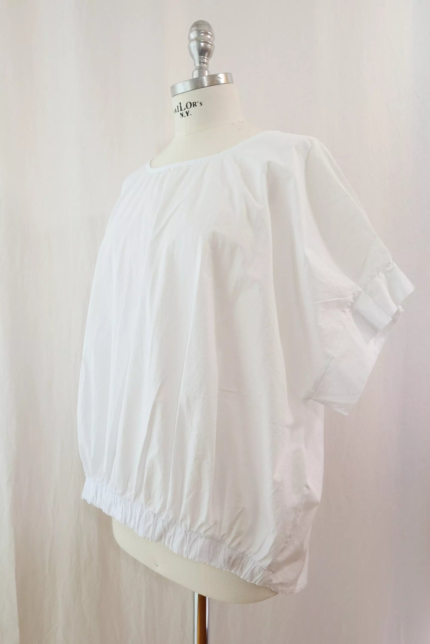 Oversized Cotton Blouse with Elastic