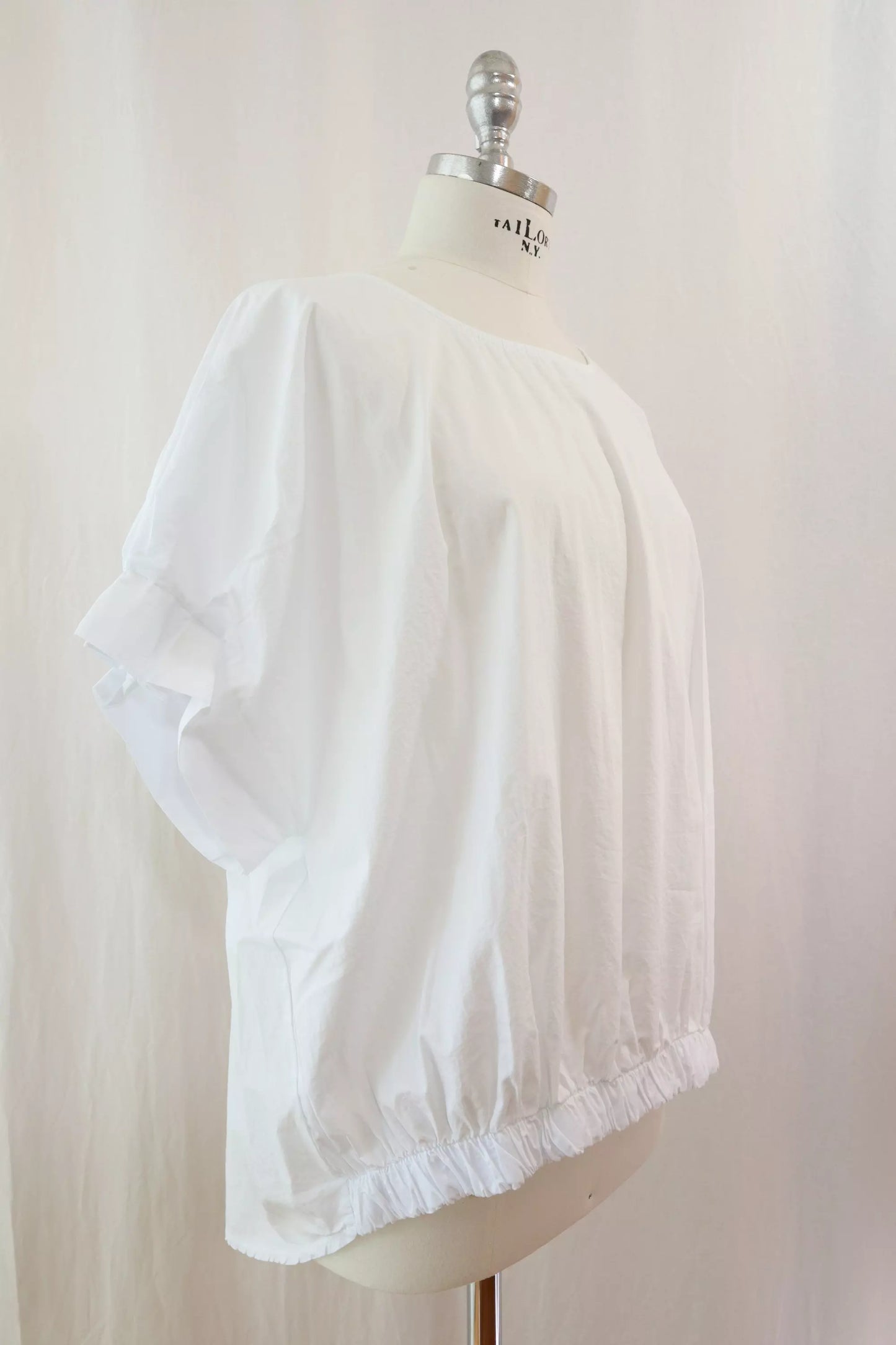 Oversized Cotton Blouse with Elastic