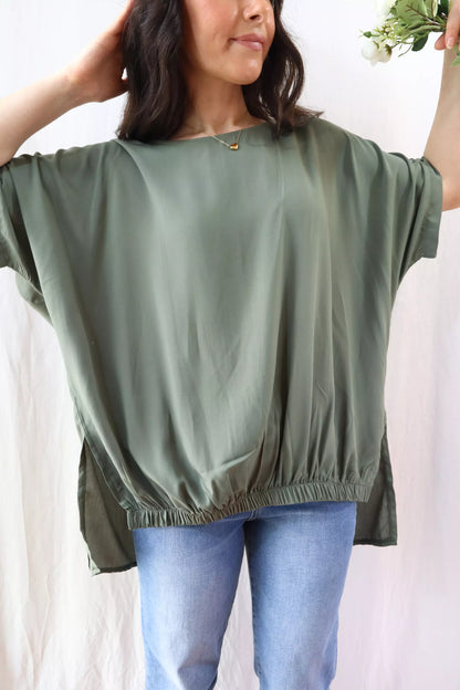 Oversized Blouse with Elastic | Green