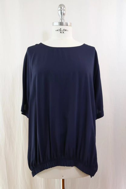 Blusa Oversize con Elastico | Blu