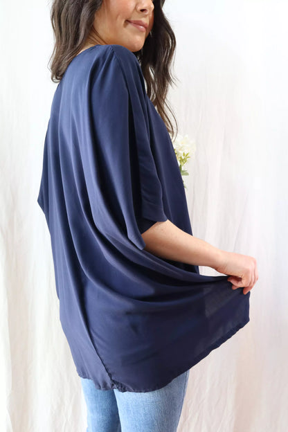 Blusa Oversize con Elastico | Blu