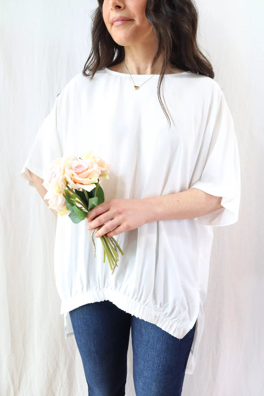 Oversized Blouse with Elastic | White