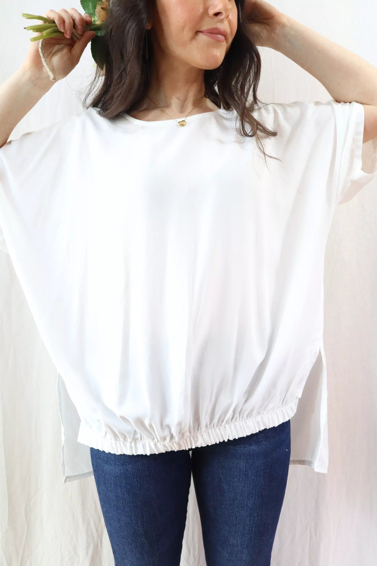 Oversized Blouse with Elastic | White