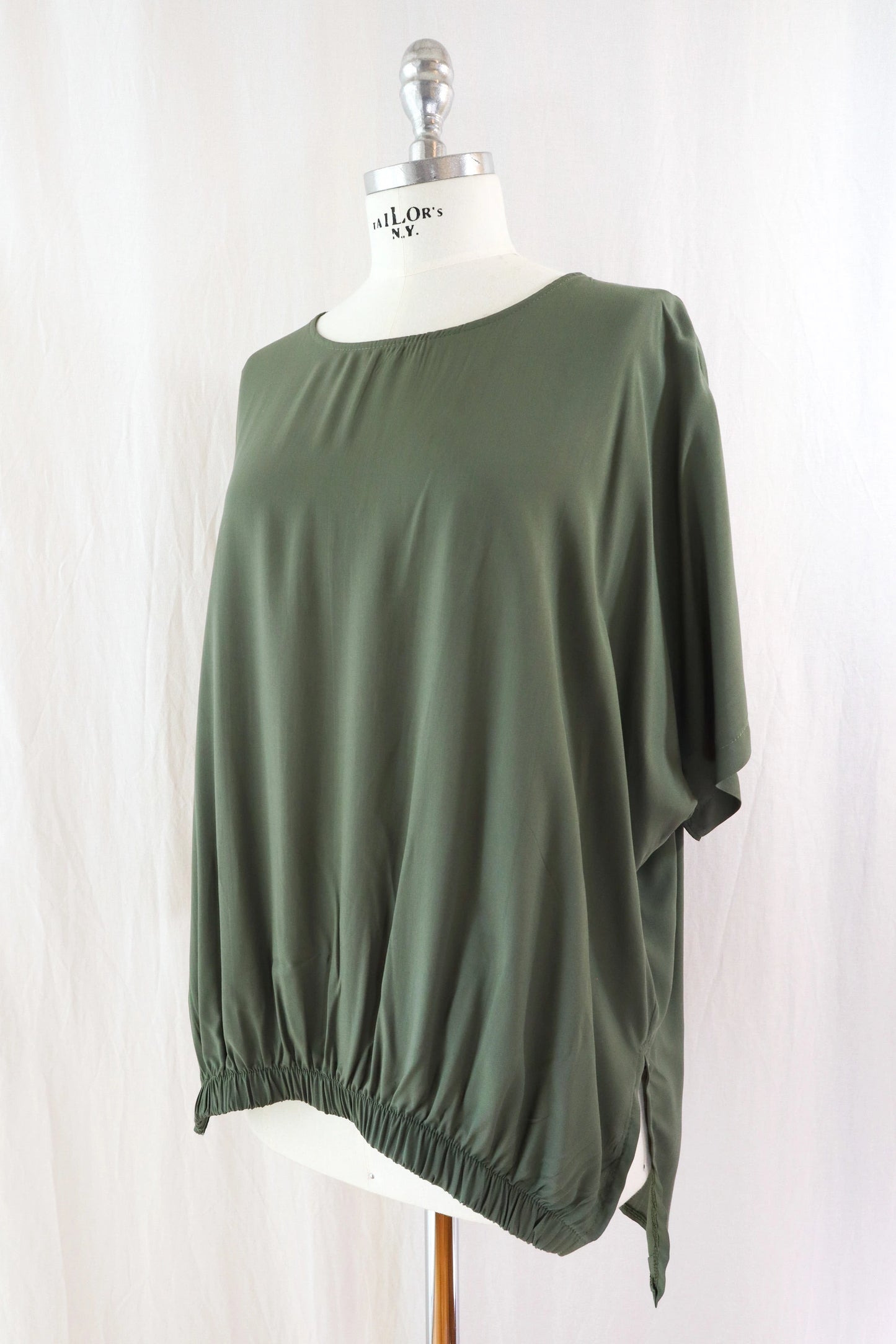 Oversized Blouse with Elastic | Green