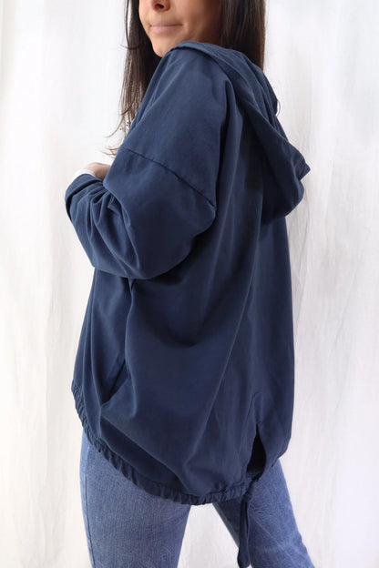 Hooded Sweatshirt with Zip and Drawstring | Blue