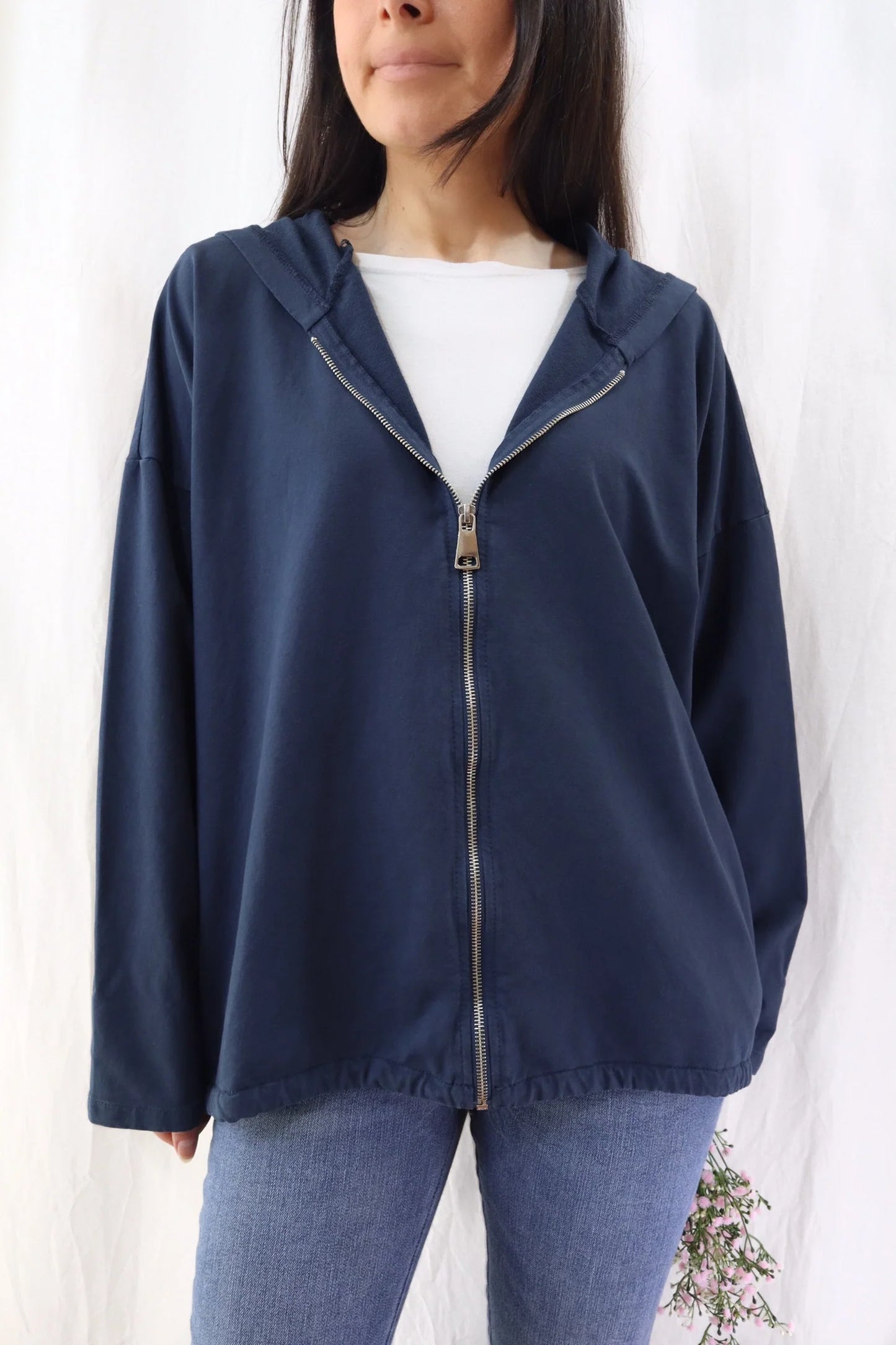 Hooded Sweatshirt with Zip and Drawstring | Blue