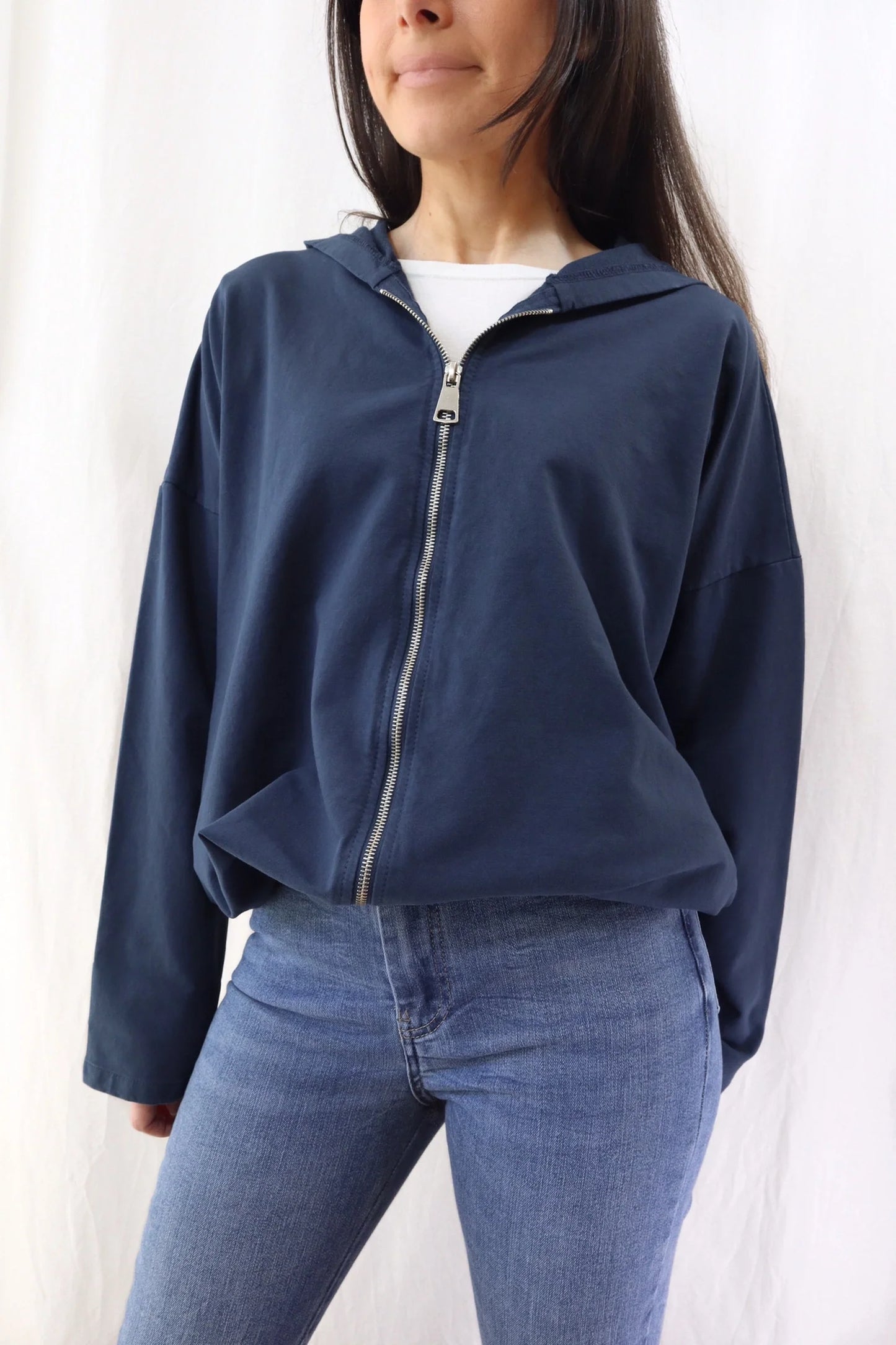 Hooded Sweatshirt with Zip and Drawstring | Blue