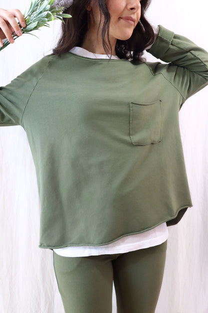 Sweatshirt with Pocket | Green