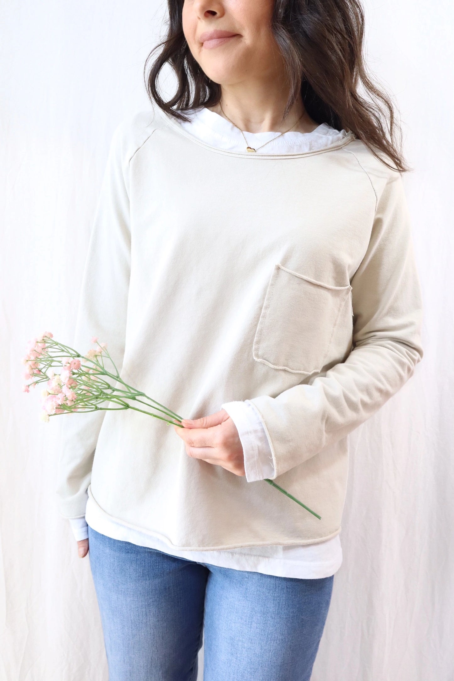 Sweatshirt with Pocket | Beige