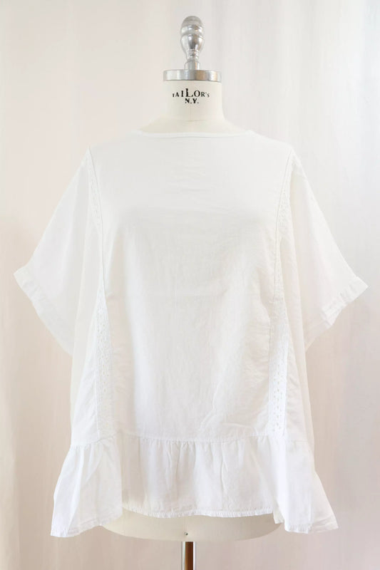 Blusa in Puro Cotone con Sangallo