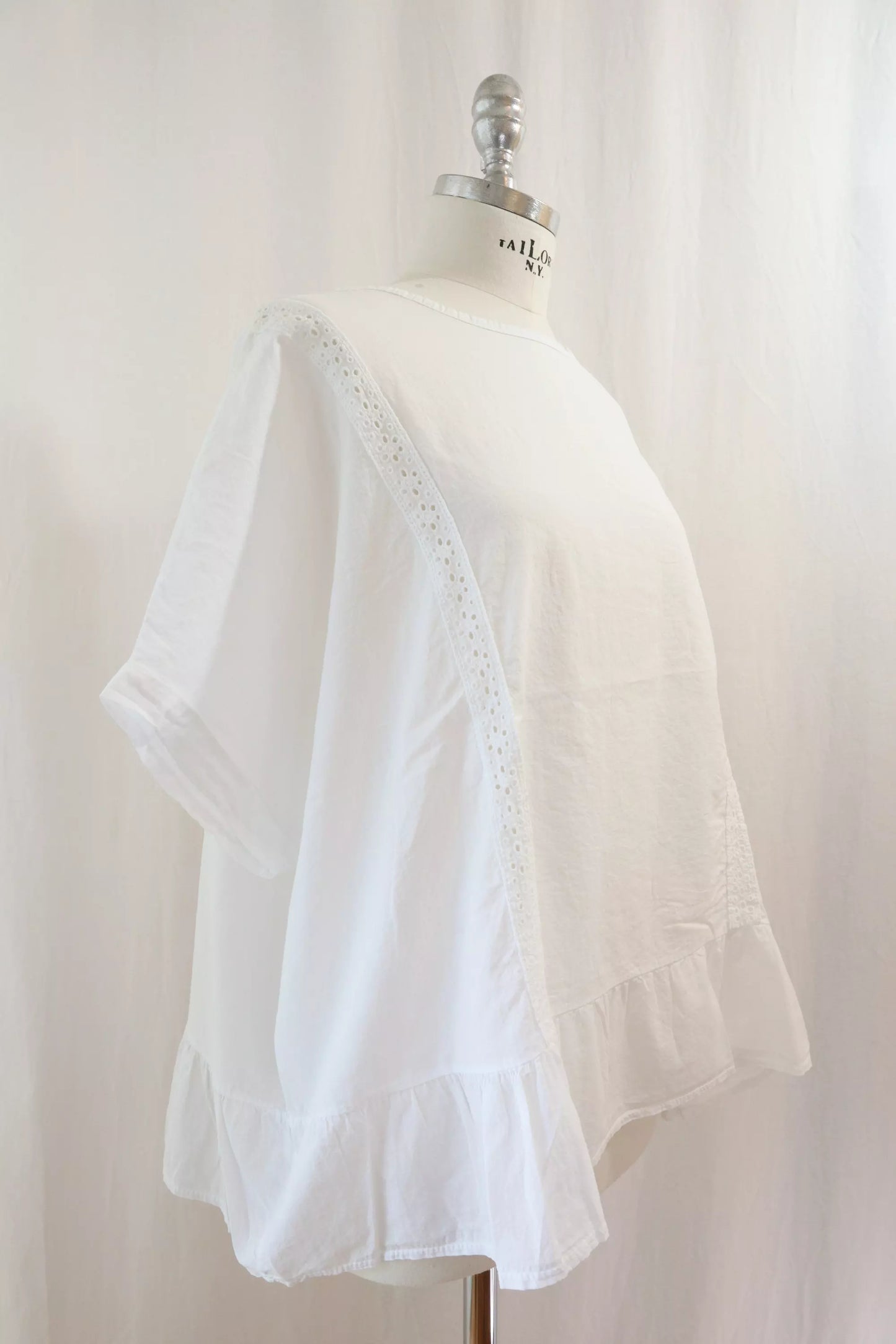 Blusa in Puro Cotone con Sangallo