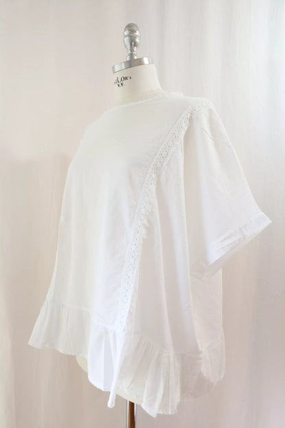 Blusa in Puro Cotone con Sangallo