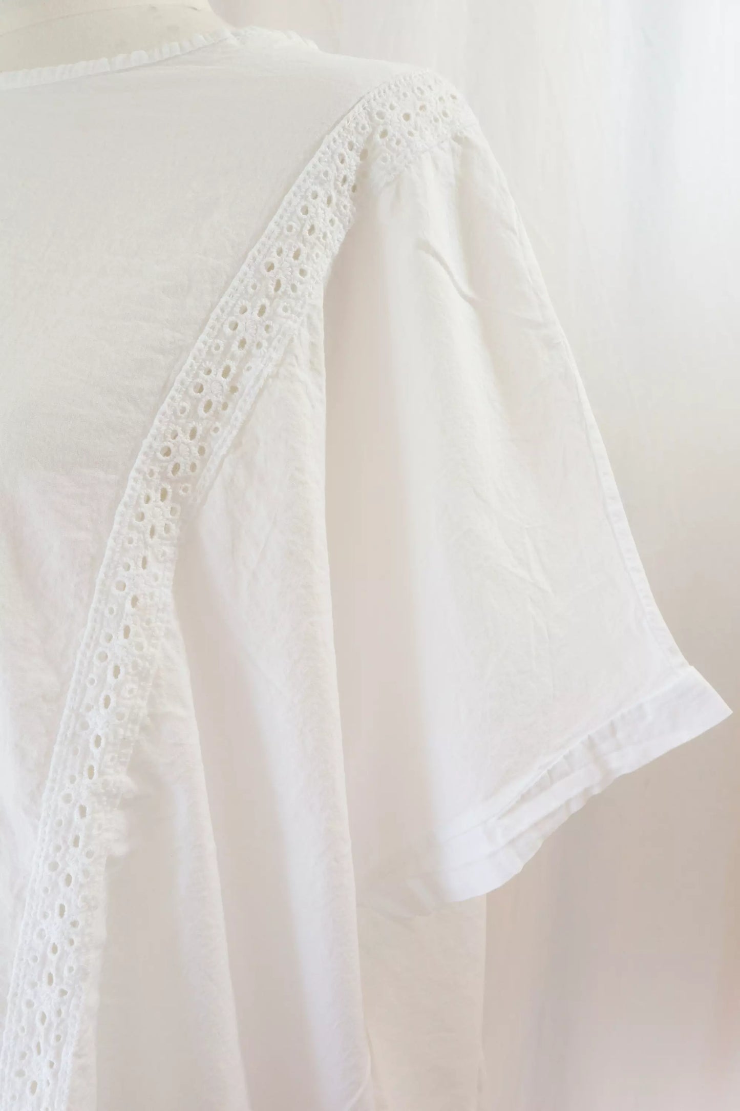 Pure Cotton Blouse with Eyelet Embroidery