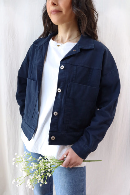 Oversized Cotton Jacket | Blue