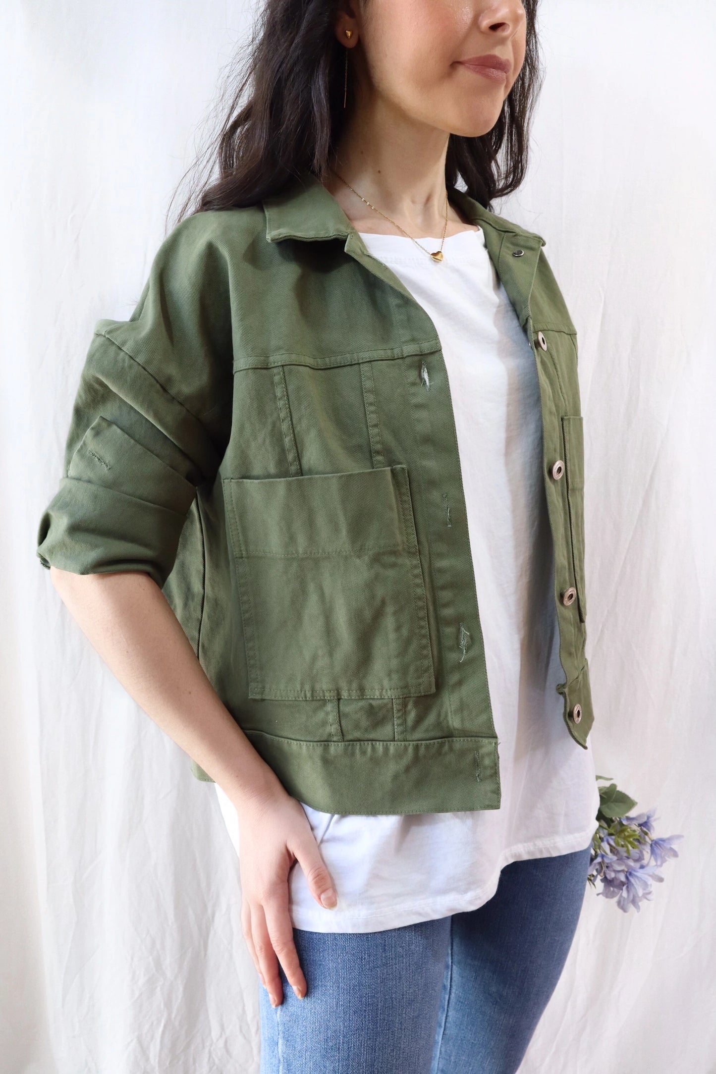 Oversized Cotton Jacket | Green