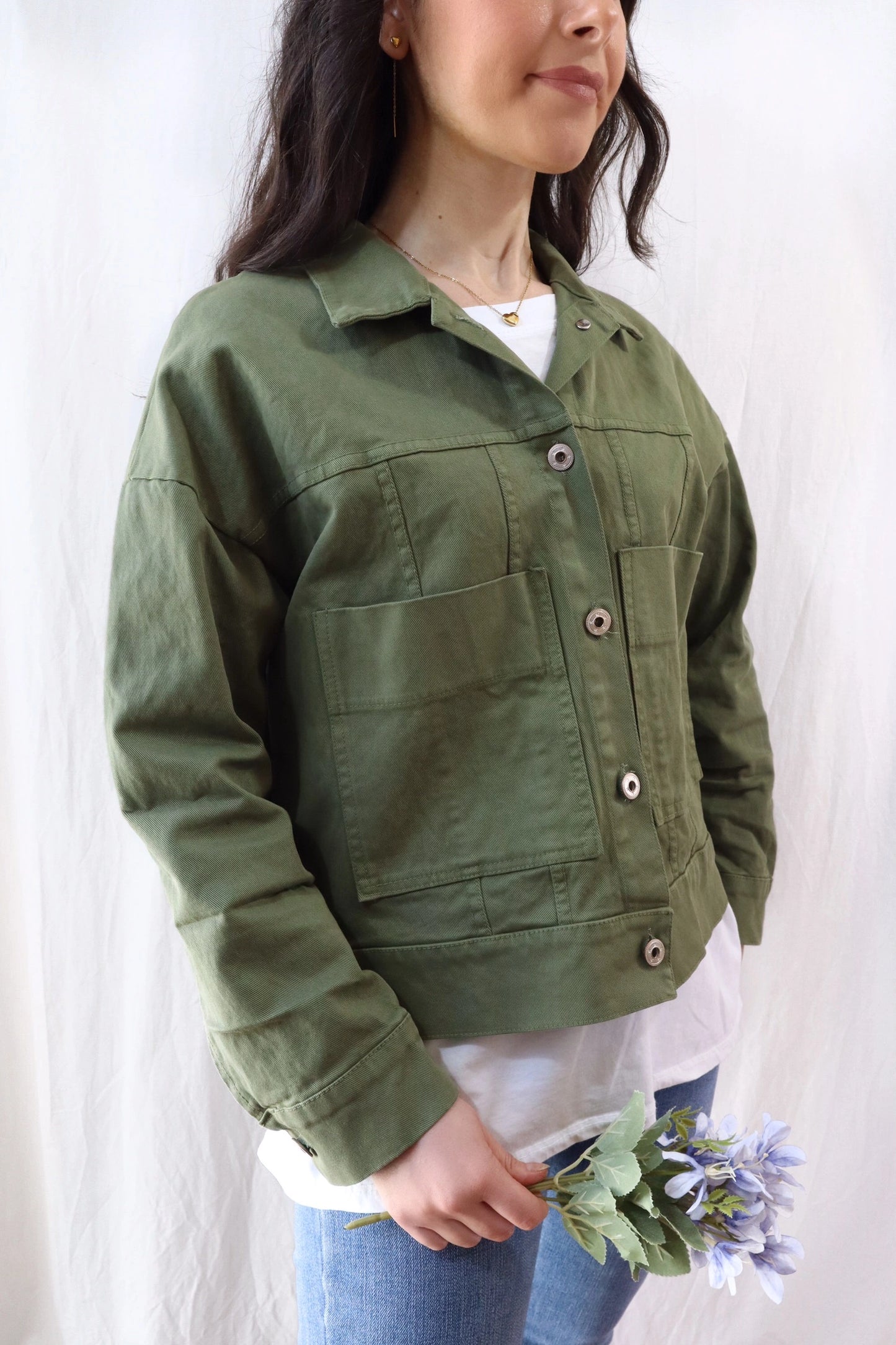 Oversized Cotton Jacket | Green