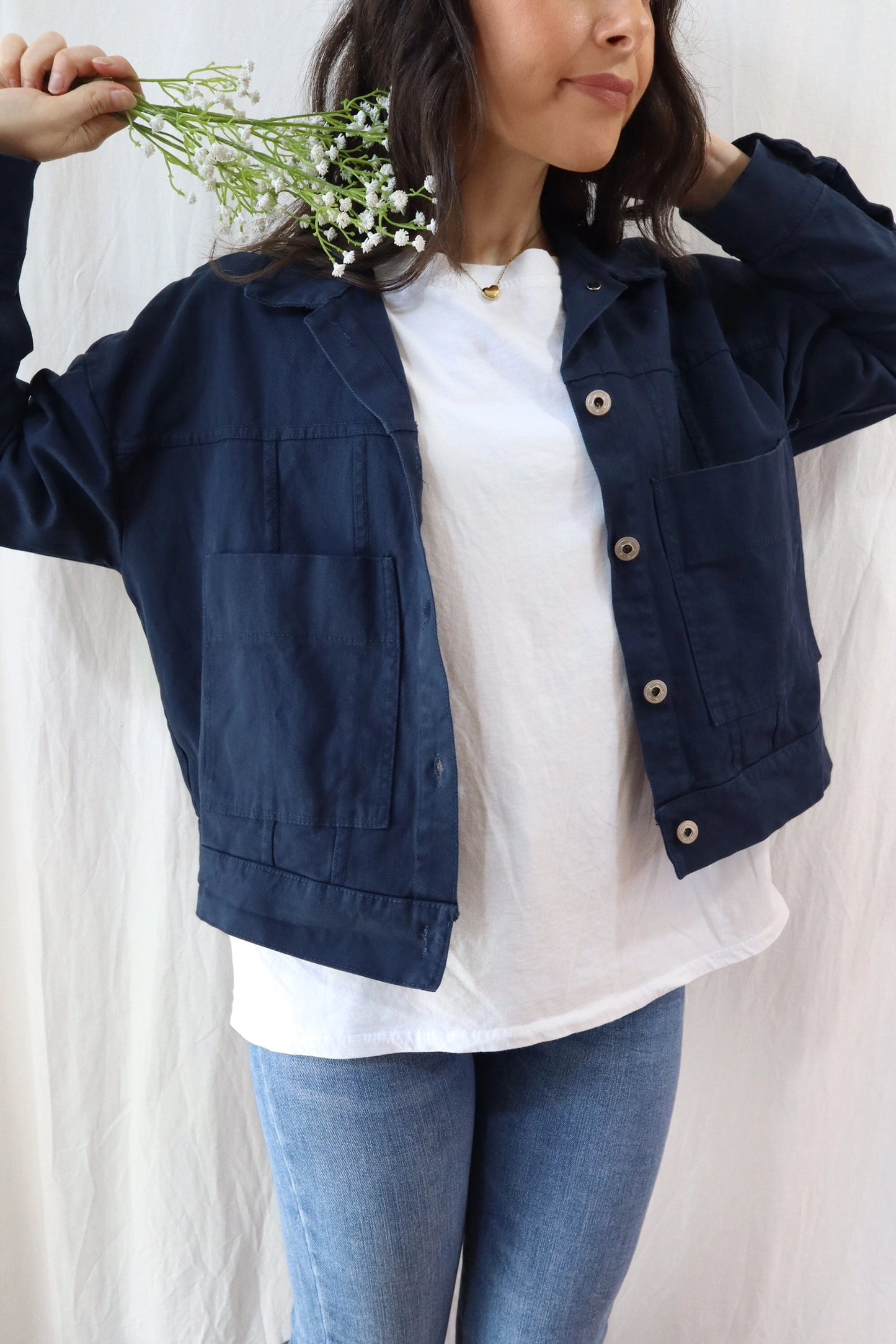 Oversized Cotton Jacket | Blue