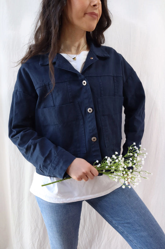 Oversized Cotton Jacket | Blue