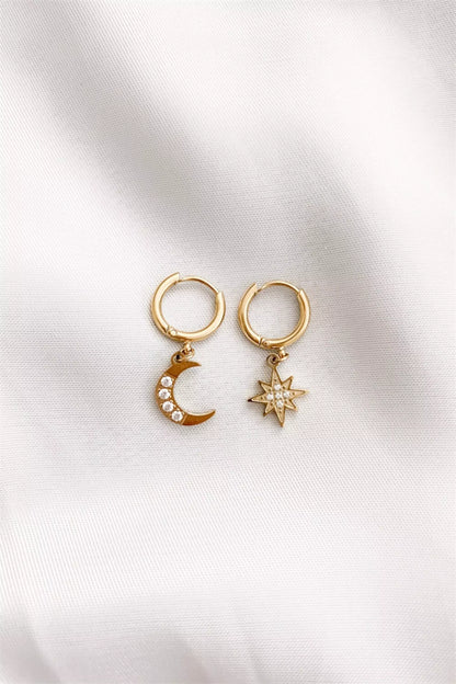 Sparkling North Star and Moon Hoops