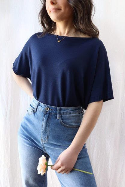 Short Sleeve Sweater in Viscose Blend | Blue