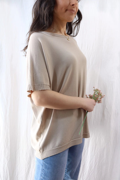 Short Sleeve Sweater in Viscose Blend | Beige