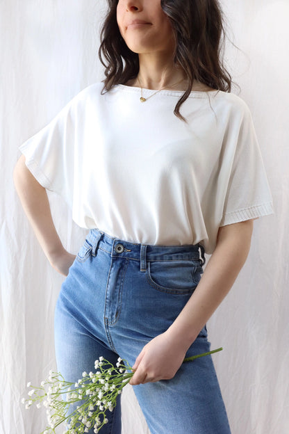 Short Sleeve Sweater in Viscose Blend | White