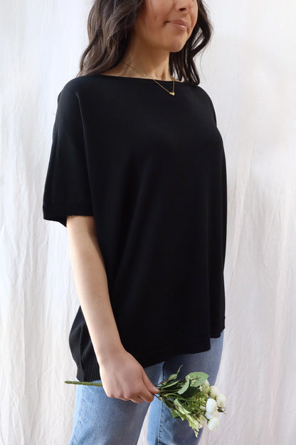 Short Sleeve Sweater in Viscose Blend | Black