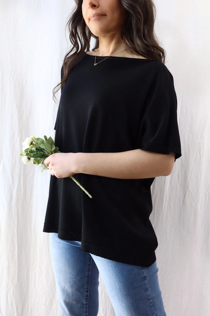 Short Sleeve Sweater in Viscose Blend | Black