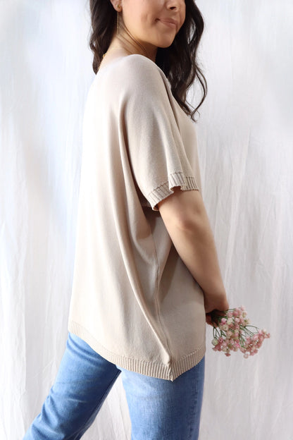 Short Sleeve Sweater in Viscose Blend | Beige