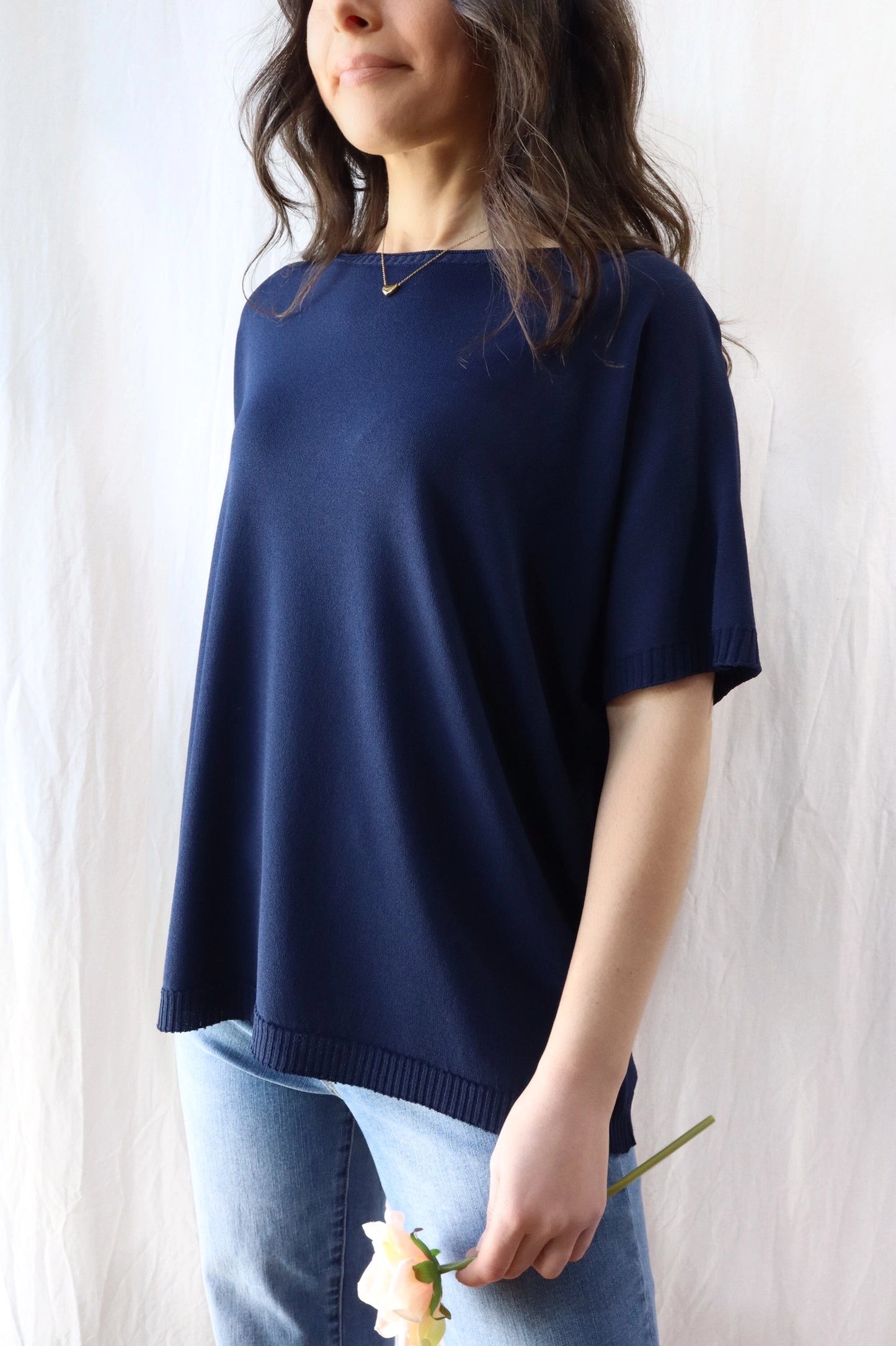 Short Sleeve Sweater in Viscose Blend | Blue