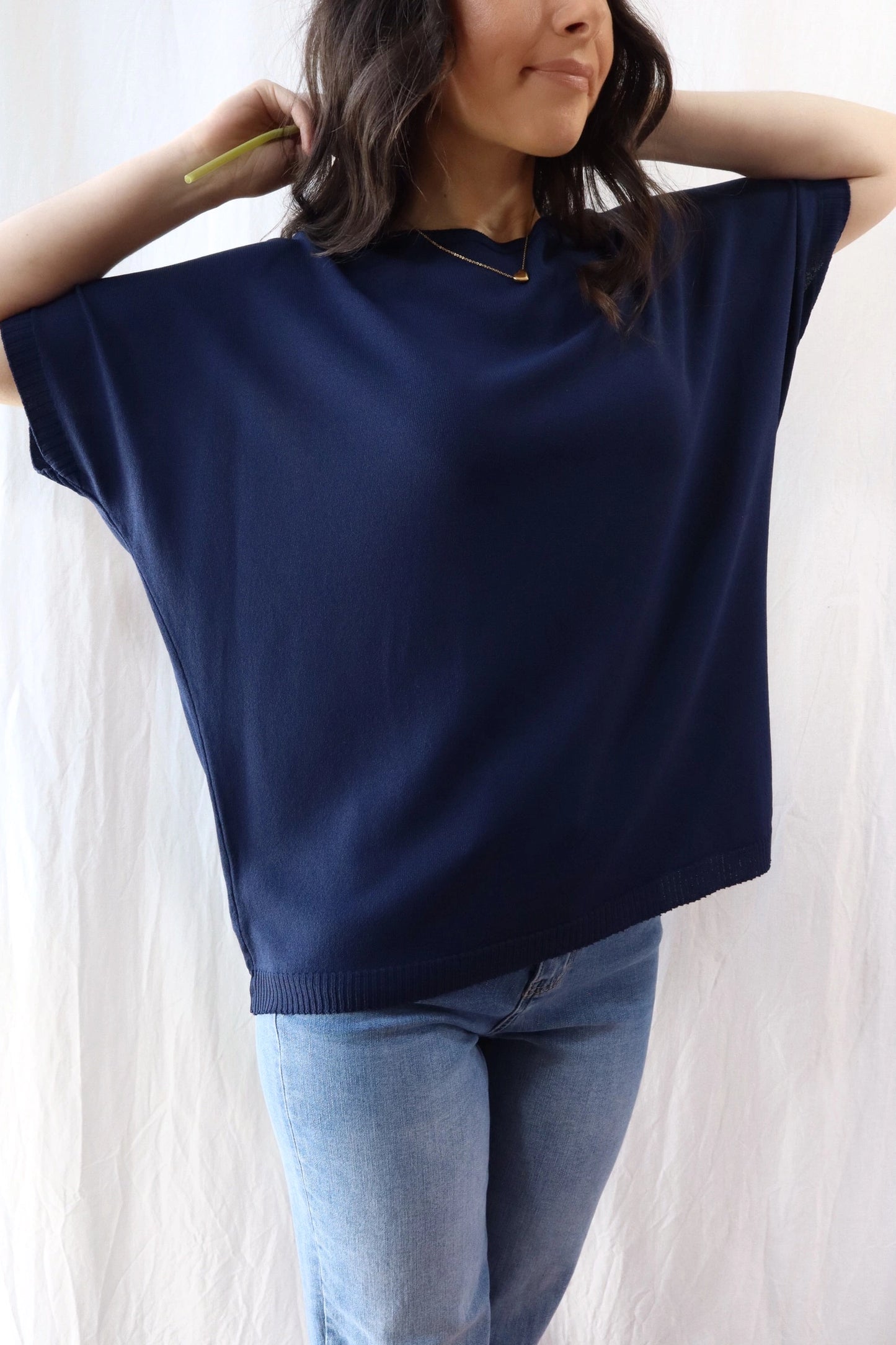 Short Sleeve Sweater in Viscose Blend | Blue