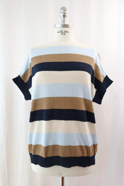 Striped Cotton Top | Navy Blue