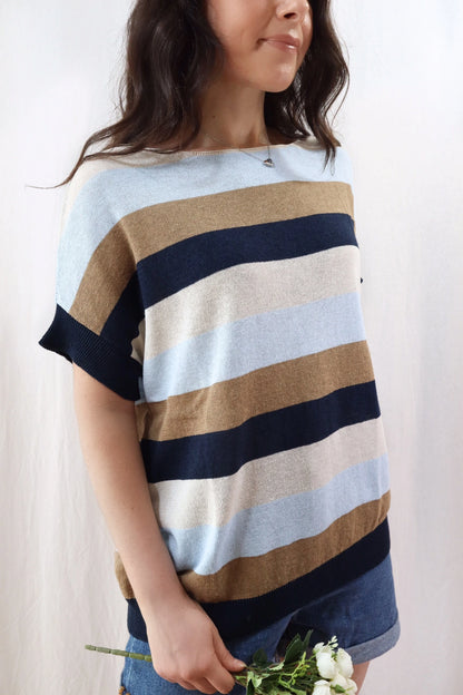 Maglia a Righe in Cotone | Blu