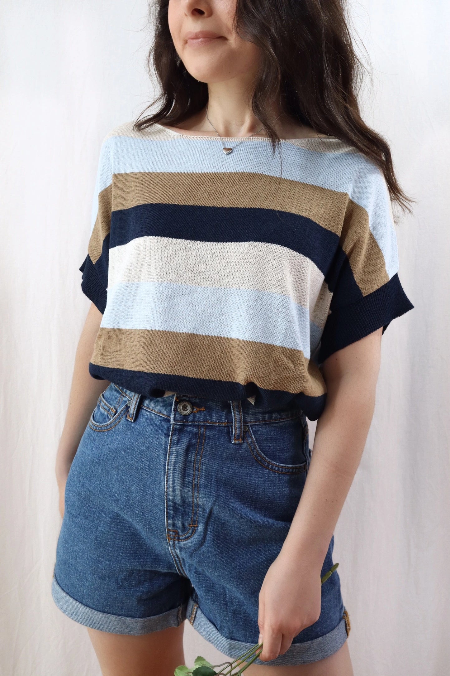 Striped Cotton Top | Navy Blue