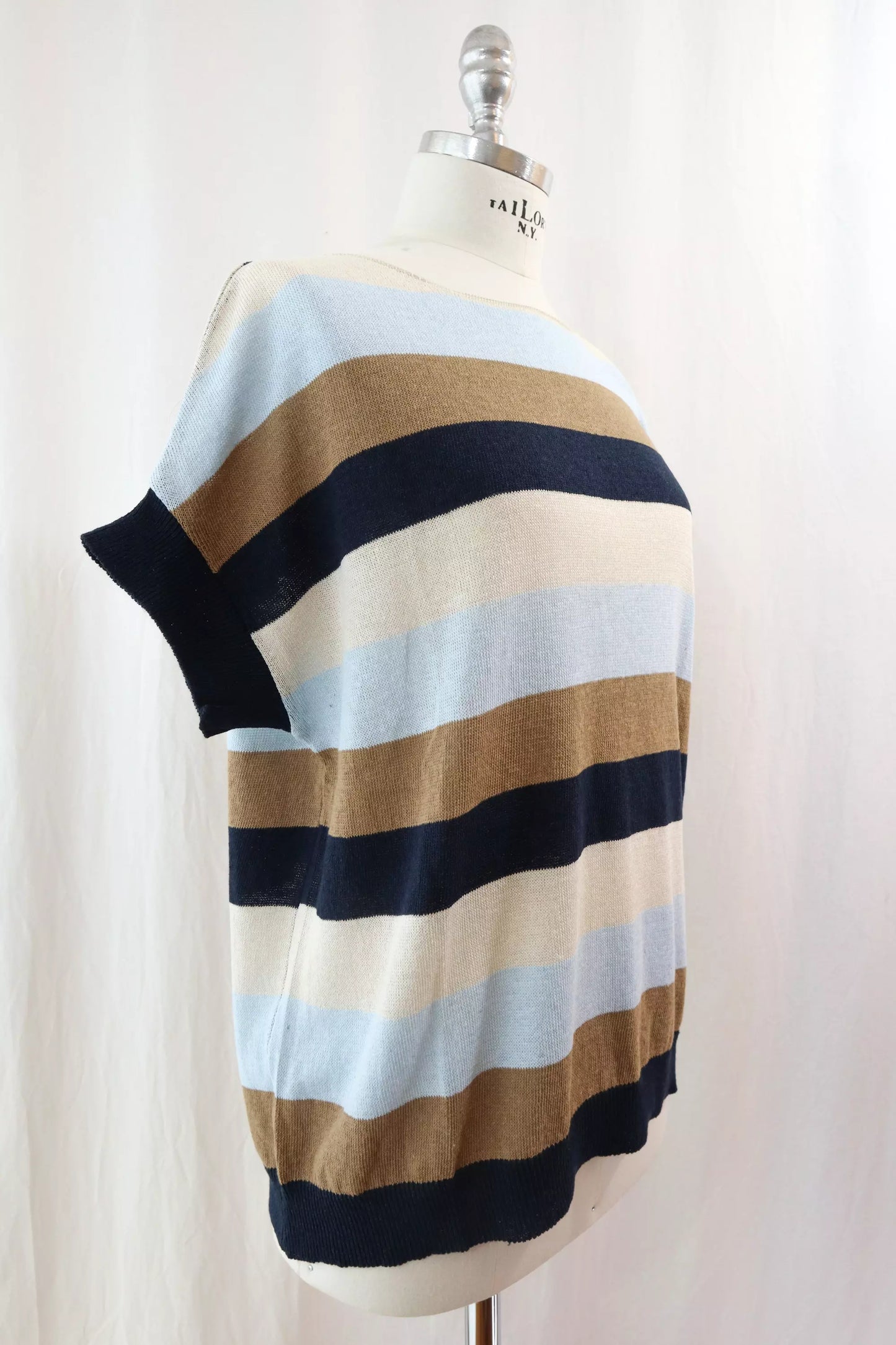 Striped Cotton Top | Navy Blue