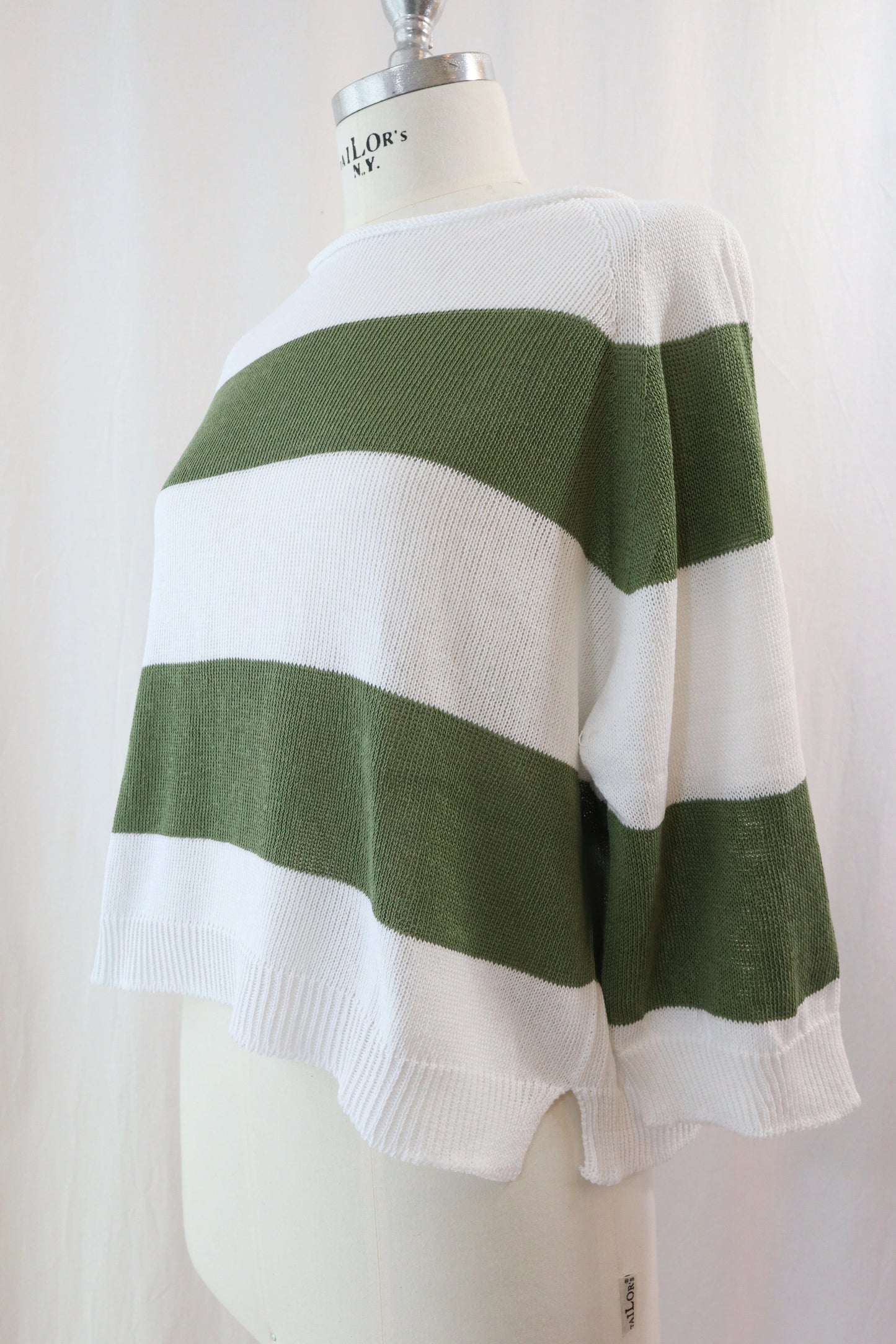 Seamless Striped Sweater | Green & White