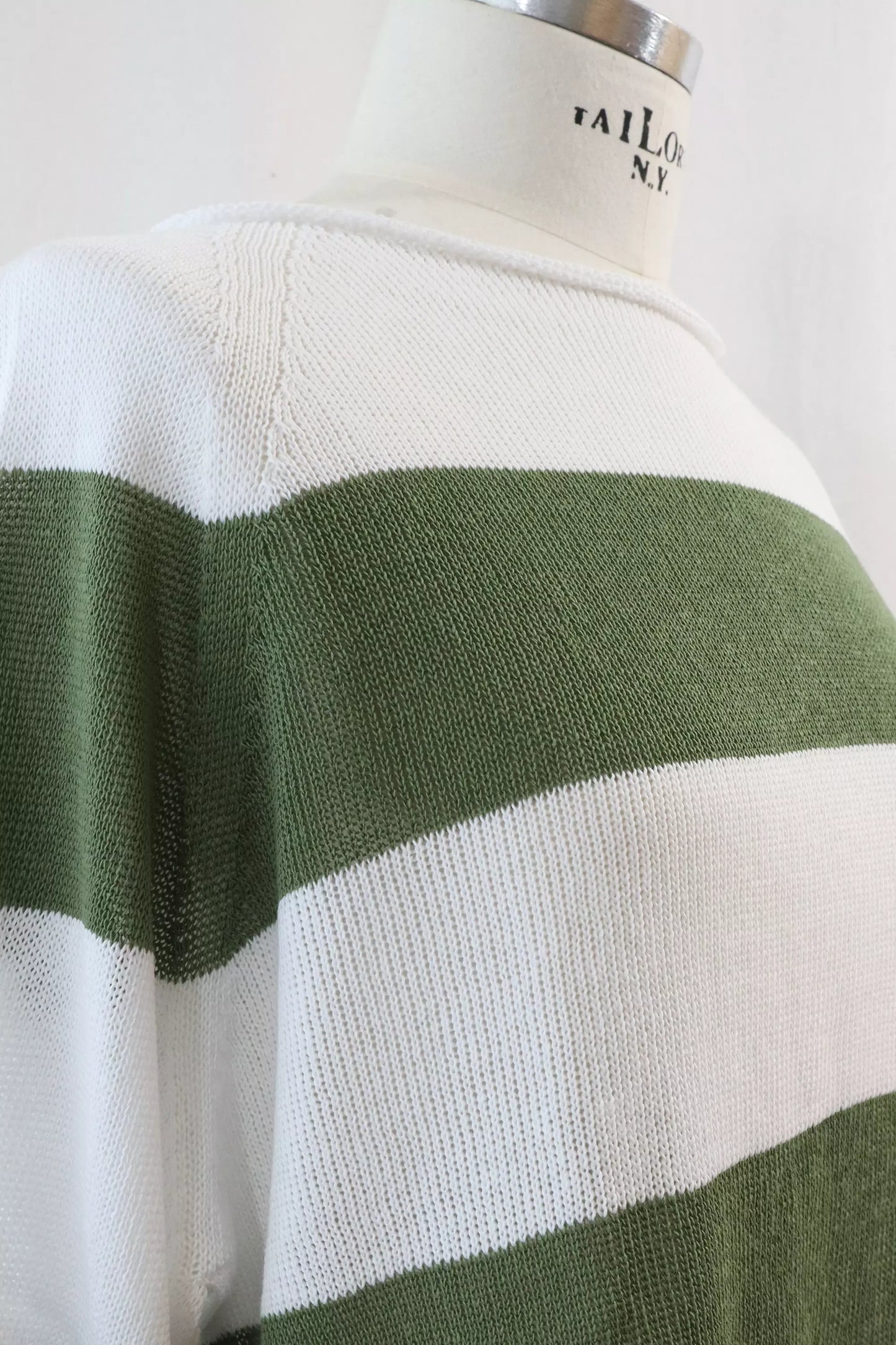 Seamless Striped Sweater | Green & White