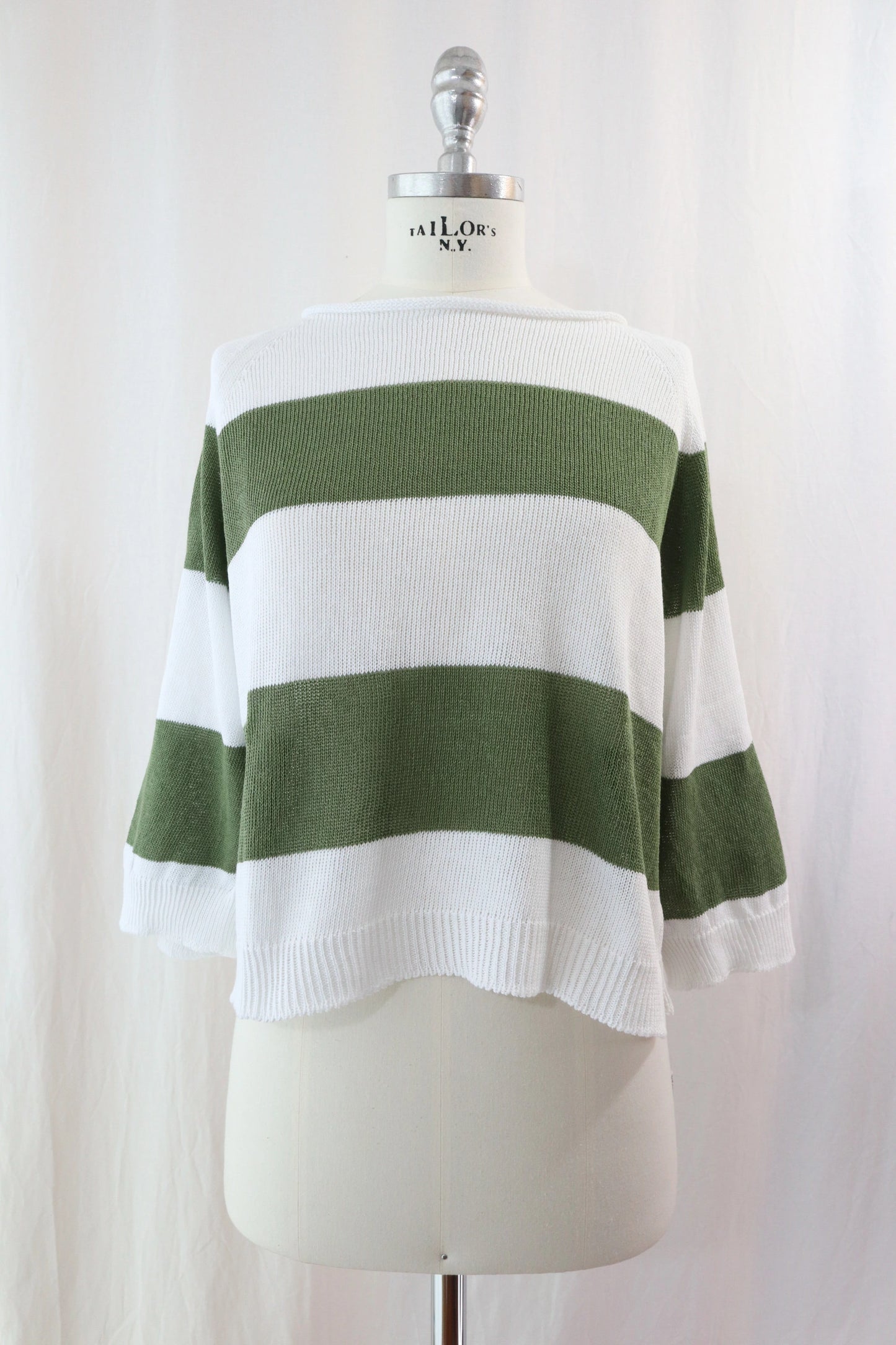 Seamless Striped Sweater | Green & White