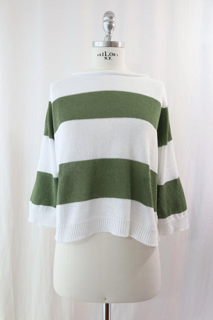 Seamless Striped Sweater | Green & White