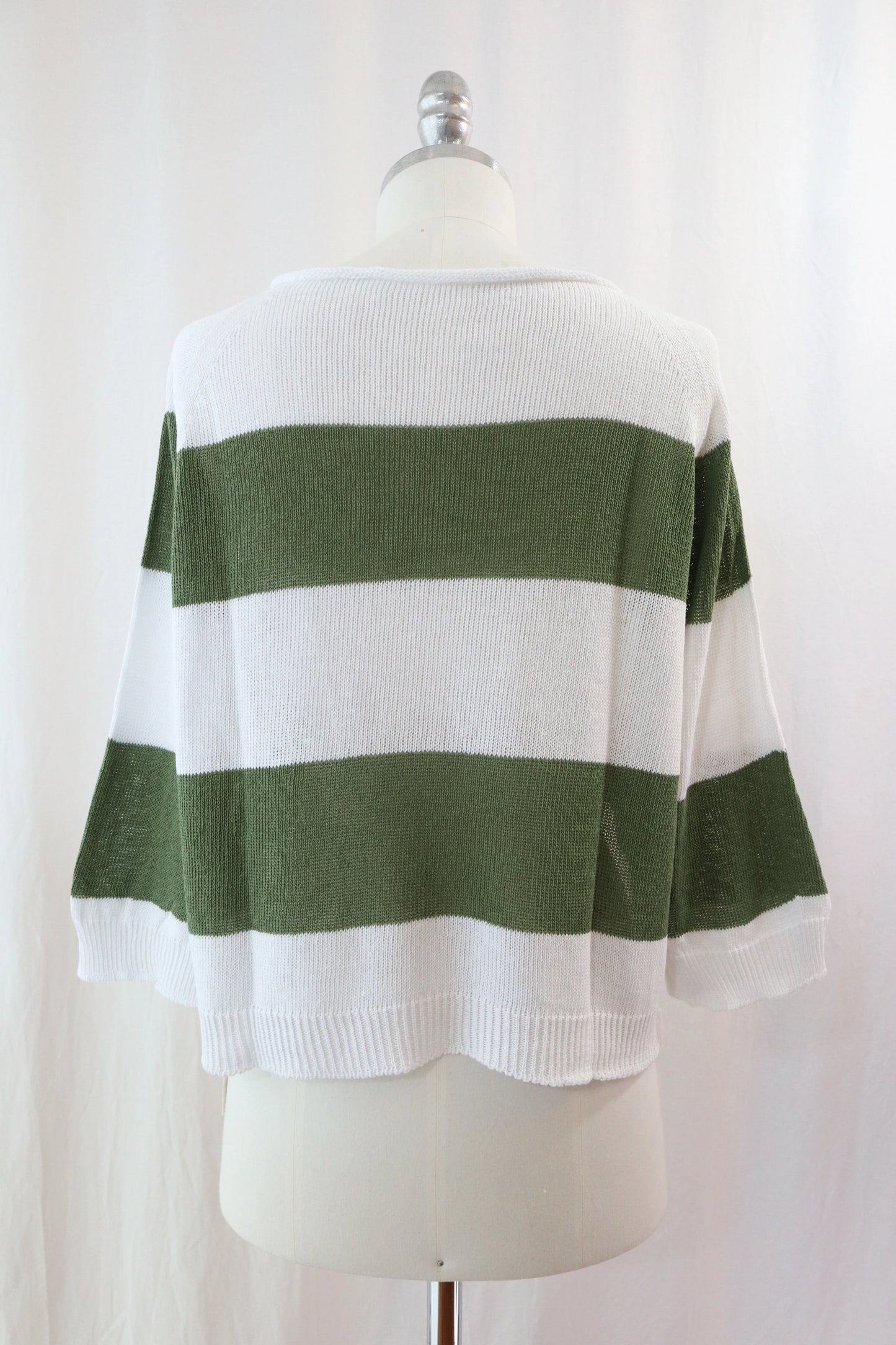 Seamless Striped Sweater | Green & White